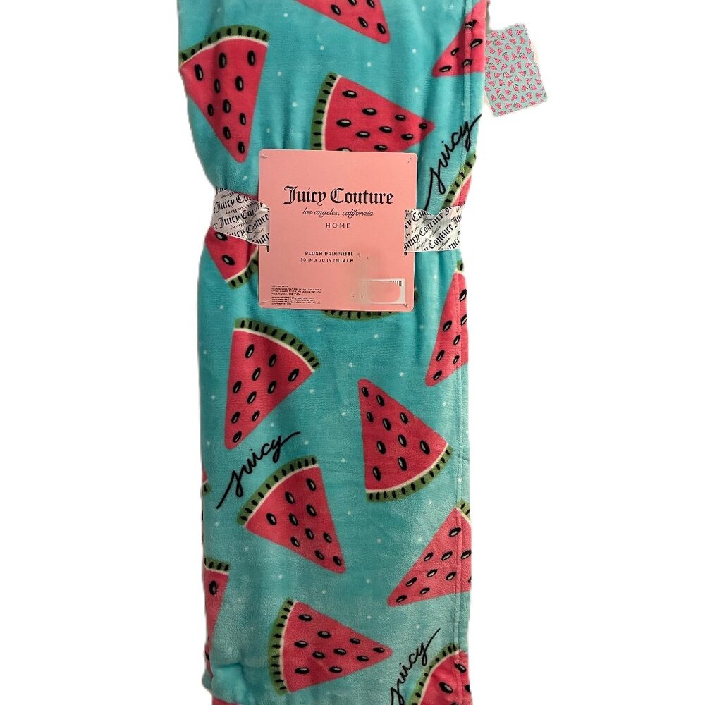 Juicy Couture Throw Blanket 50x70 Pink Red Watermelon Slices 50x70 Aqua Turqoise